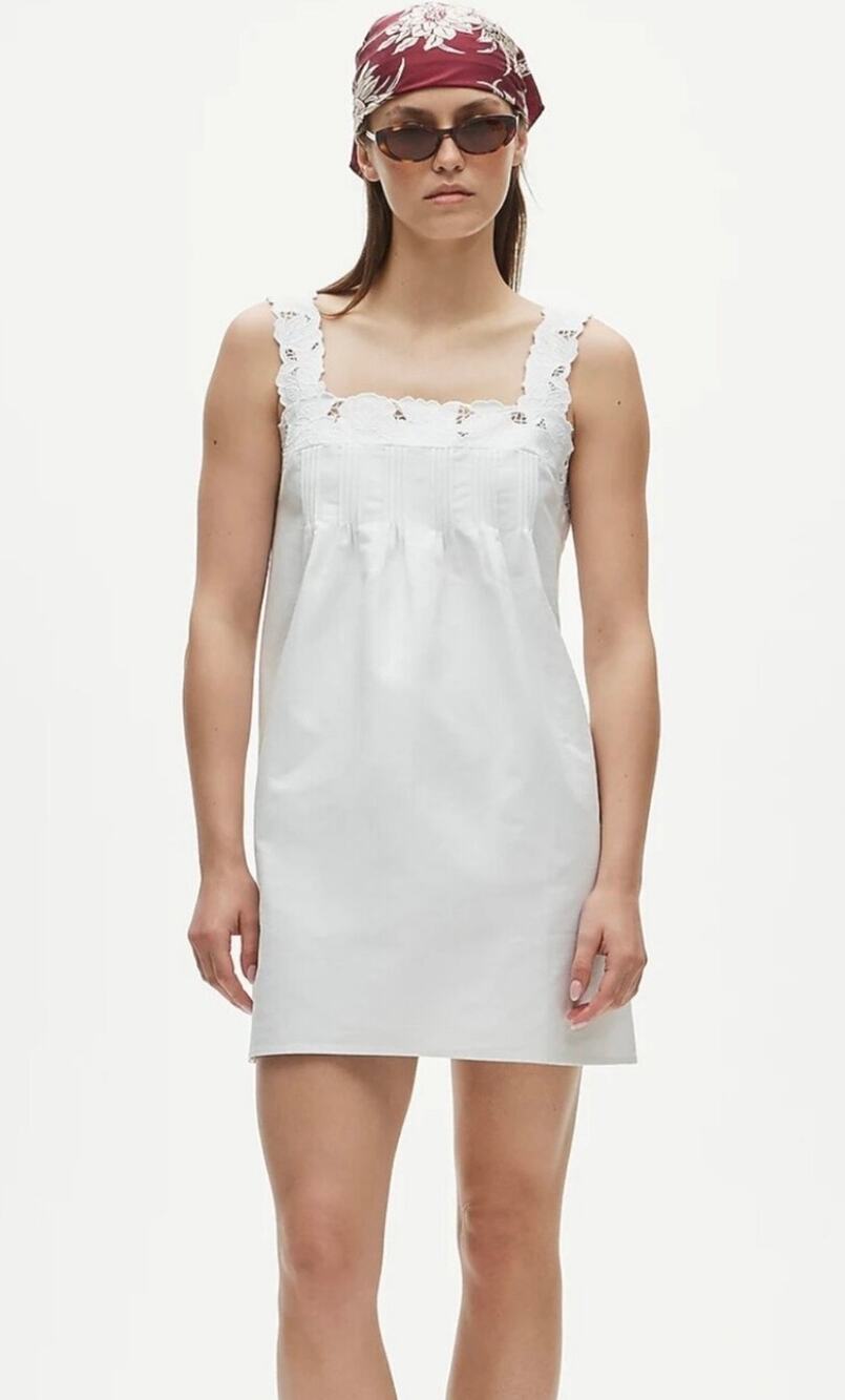J Crew Ondine mini dress in double cotton poplin Size L White 100% Cotton